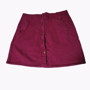 Harper Heritage Mini Skirt Womens Size Small Pink Snap Front Cotton Canvas